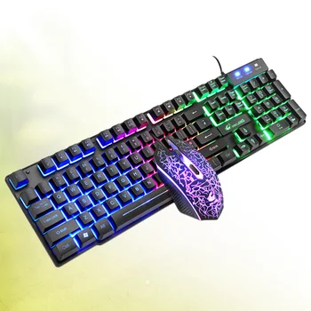 

1 Set Keyboard Mouse Comfortable Wired Ergonomic Backlit Gaming RGB USB Mouse Mouse Keyboard USB Keyboard