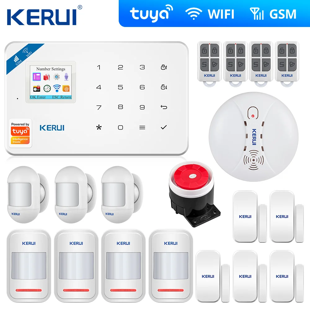 home security keypad KERUI Tuya W181 WIFI GSM Home Burglar Security Alarm System  Wireless 2MP Camera GSM Alarm System sos alert device Alarms & Sensors