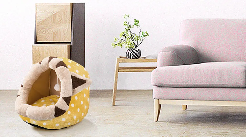 Cute Cat Bed Semi-closed Cats House Soft Warm Small Medium Dog Bed Pet House Built-in Fun Decoration for Cat Teddy Chihuahua Mat-88