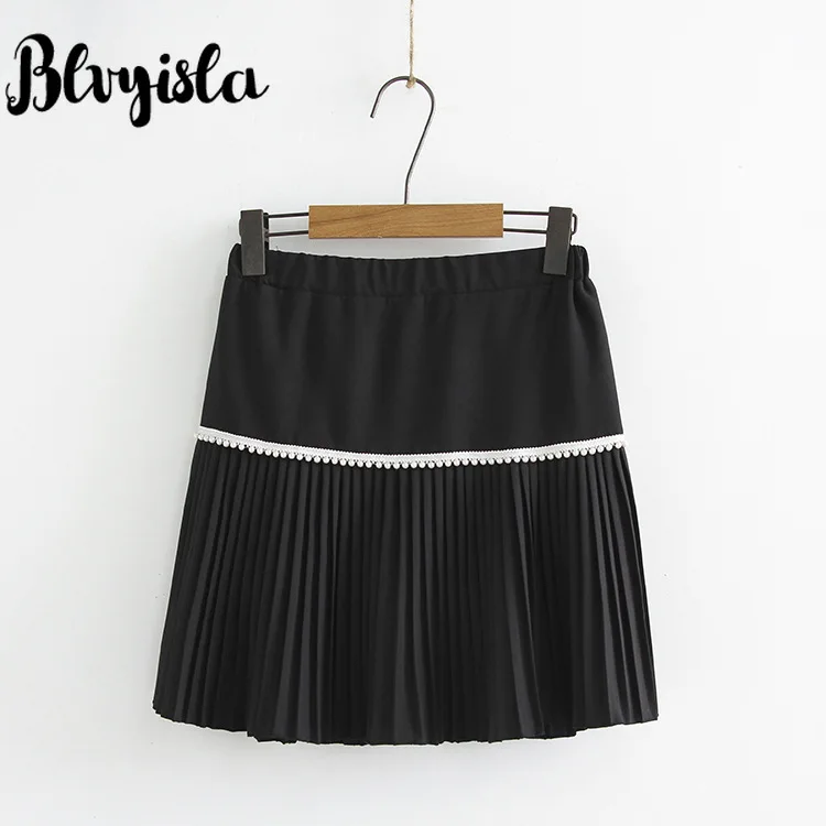 Blvyisla 6XL размер осенние черные юбки стройные кружевные бусины Украшенные юбка средней длины с высокой талией А-образная плиссированная юбка