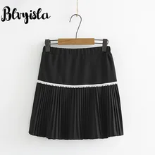 Blvyisla 6XL размер осенние черные юбки стройные кружевные бусины Украшенные юбка средней длины с высокой талией А-образная плиссированная юбка