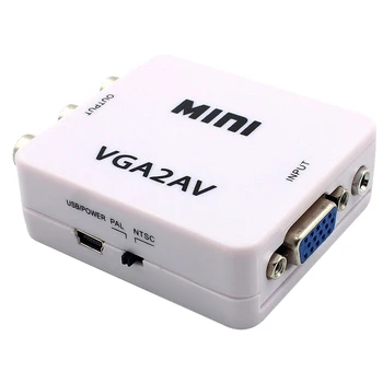 

1080P 3.5mm Video TV Adapter Converter Connectors VGA TO AV RCA Audio Conve