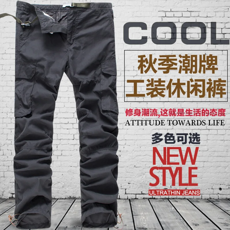 

Casual Pants Men's Casual Pants Loose Straight Spring Summer Thin Section Multi-pockets Bib Overall Men's Popular Brand