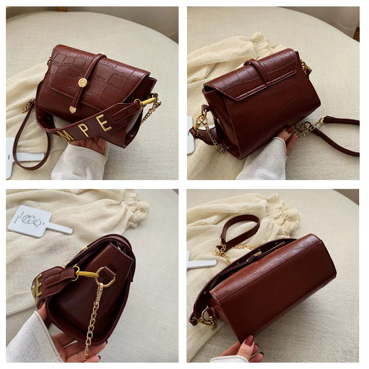 

Crocodile Pattern WOMEN'S Bag 2019 Autumn New Style Simple Korean Style Clutch Shoulder Industrial Lettered Handbag