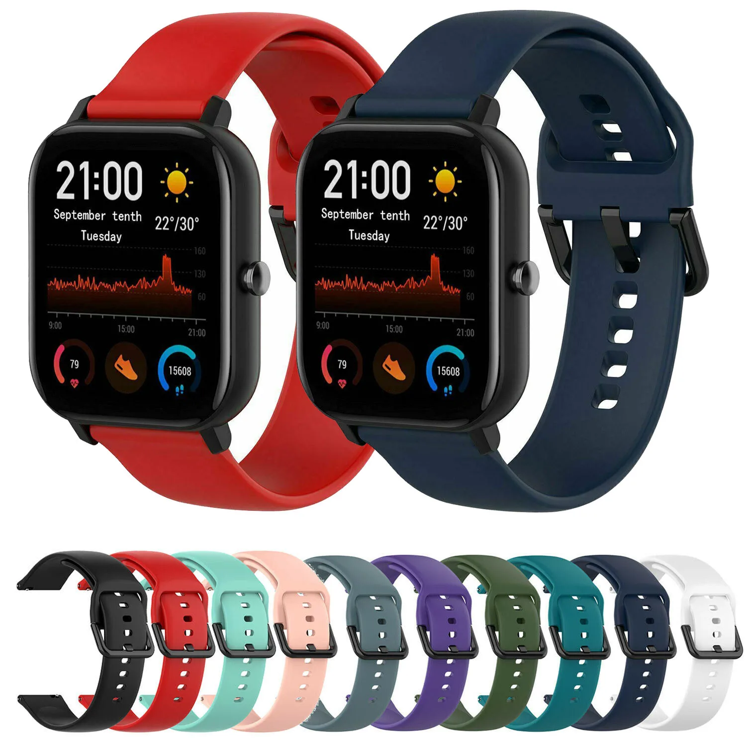 Ремешок силиконовый для Samsung Galaxy Watch Active спортивный браслет 42 мм Amazfit BIP GTS 20 |