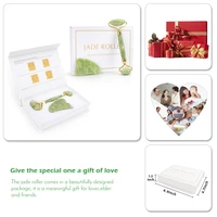 Naturalny przyrząd rolujący do masażu twarzy Guasha skrobanie pokładzie zestaw podwójne głowice Jade kamień lifting twarzy ciała szczupła szyja cienki podnośnik narzędzia do masażu 6