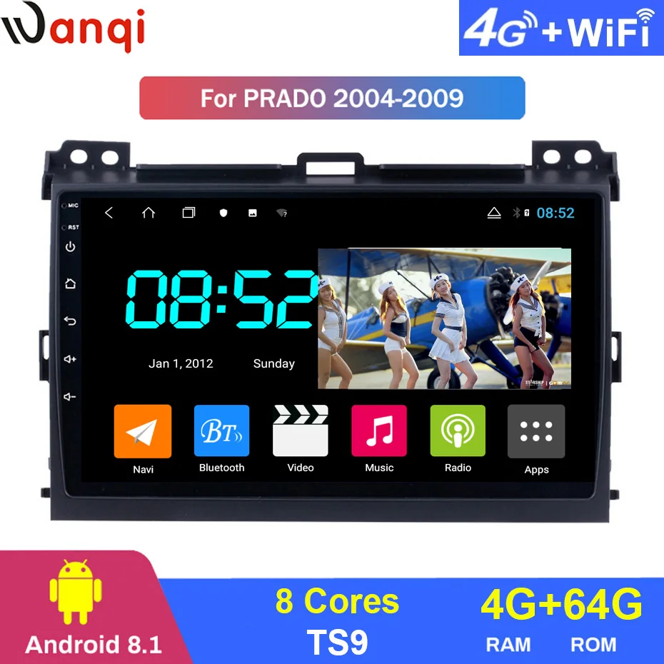 Android 8 1 автомобильный DVD 1din мультимедийная система Navi для Toyota Prado 2004-2009