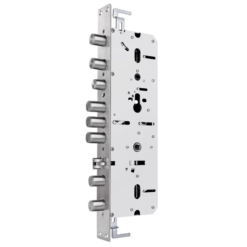Security door stainless steel lock body ,pitch size 6068, for Intelligent fingerprint, Lift up, lock& Push down, open afbeelding