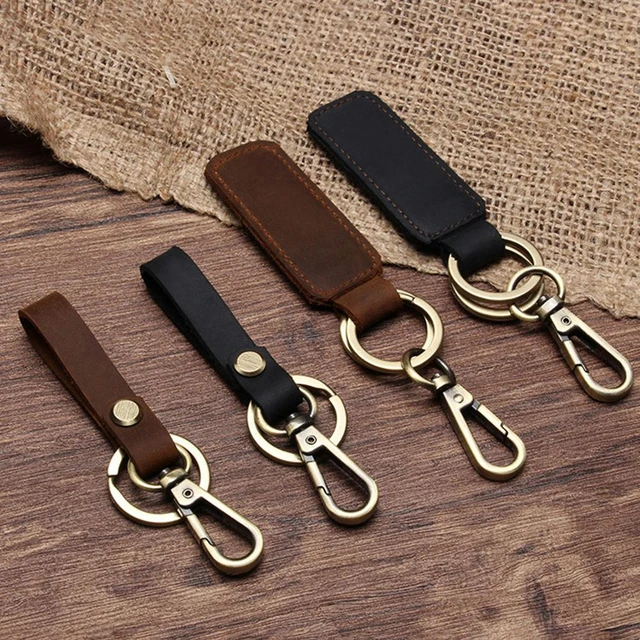 Porte-clés en cuir véritable fait à la main pour hommes, porte-clés  personnalisés, petit étui à clés de voiture - AliExpress