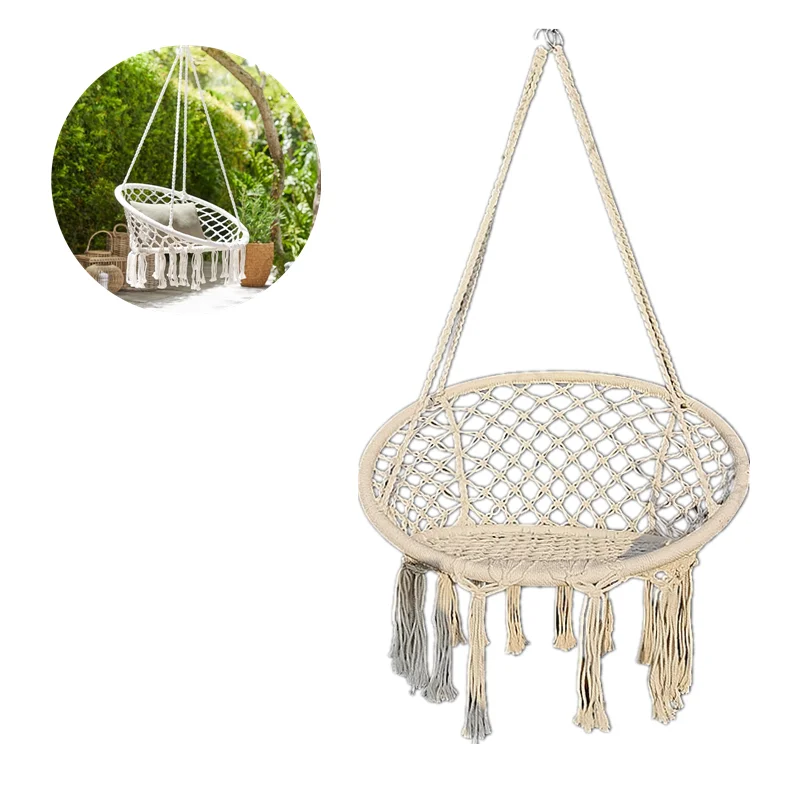 Estilo nórdico hamaca SILLA DE columpio colgante Kit de casa al aire libre de algodón Beige de