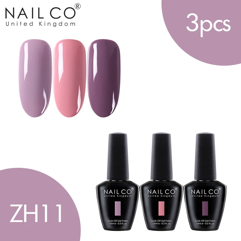 NAILCO 3 шт. набор гель-лака UV Vernis Полупостоянный Праймер УФ-гель для ногтей Краска Декоративный Лак для ногтей Гибридный отмачиваемый Гель-лак - Цвет: ZH11