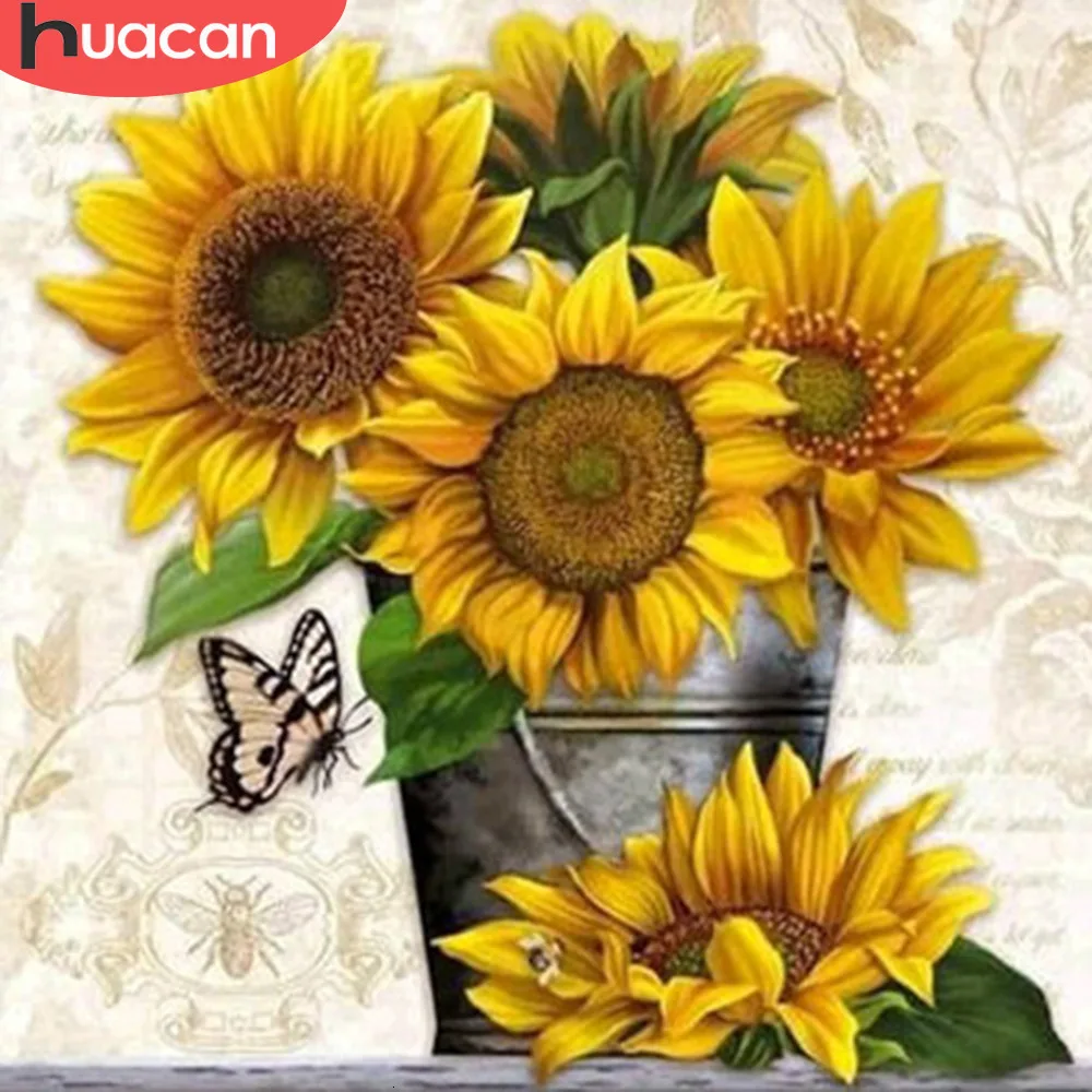 HUACAN DIY Алмазная вышивка подсолнух мозаика искусство стены Полное квадратное