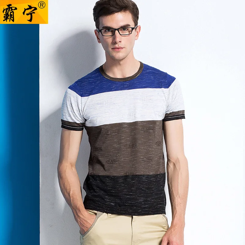 

2019 Summer Young And Middle-aged Men Mixed Colors Flax Short-sleeved round Collar T-shirt Slim Fit Thin Base Shirt