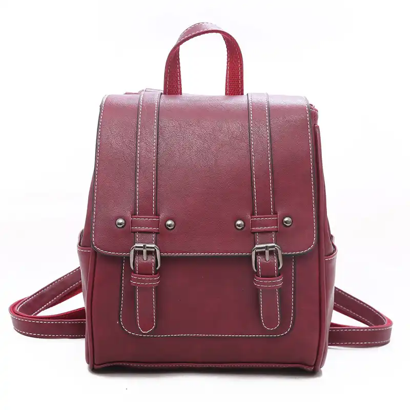 PU Leather Shoulder Bag,Scarlet Rope Backpack,Portable Travel School Rucksack,Satchel with Top Handle 