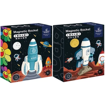 

Smartbuilders 17 Pcs Children'S netic Blocks Rocket Building Blocks Boy Toy-Cyan & Blue