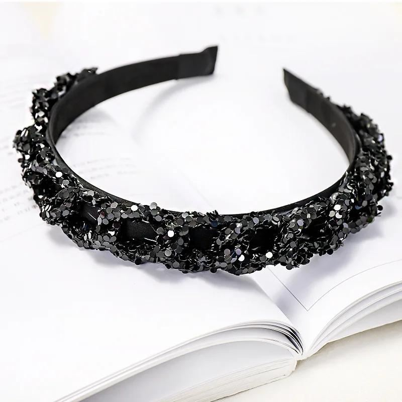 C680 black Винтажные разноцветные стразы, украшение для волос для женщин, заколки для волос головная повязка для волос, полосы обруча для волос, аксессуары для волос для девочек - Цвет: C680 black