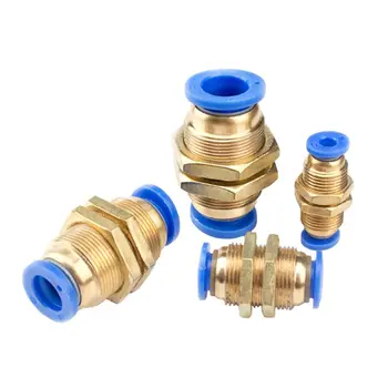 

10PCS PM4/6/8/10/12mm Air Pneumatic Straight Bulkhead Hose Tube One Touch Push Into Gas Connector Quick Fitting Connector