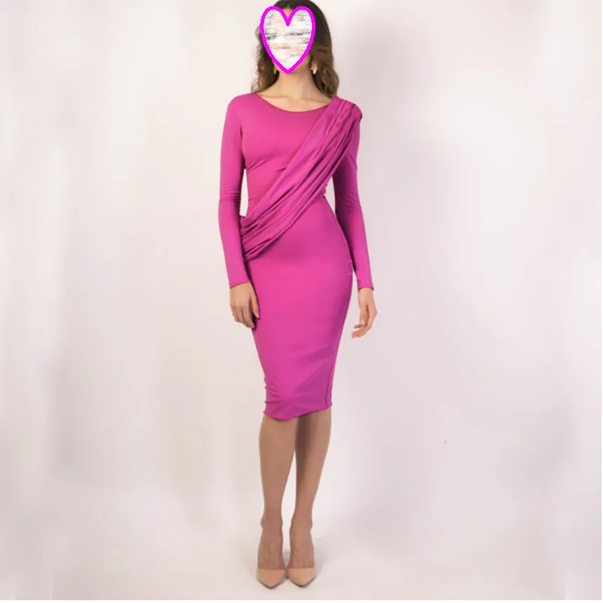 midi long sleeve evening dress