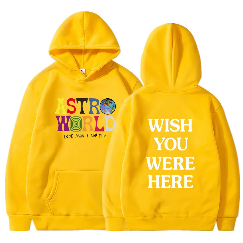 Новинка черные толстовки Мужская толстовка ASTROWORLD WISH YOU WAS HERE желтая модная