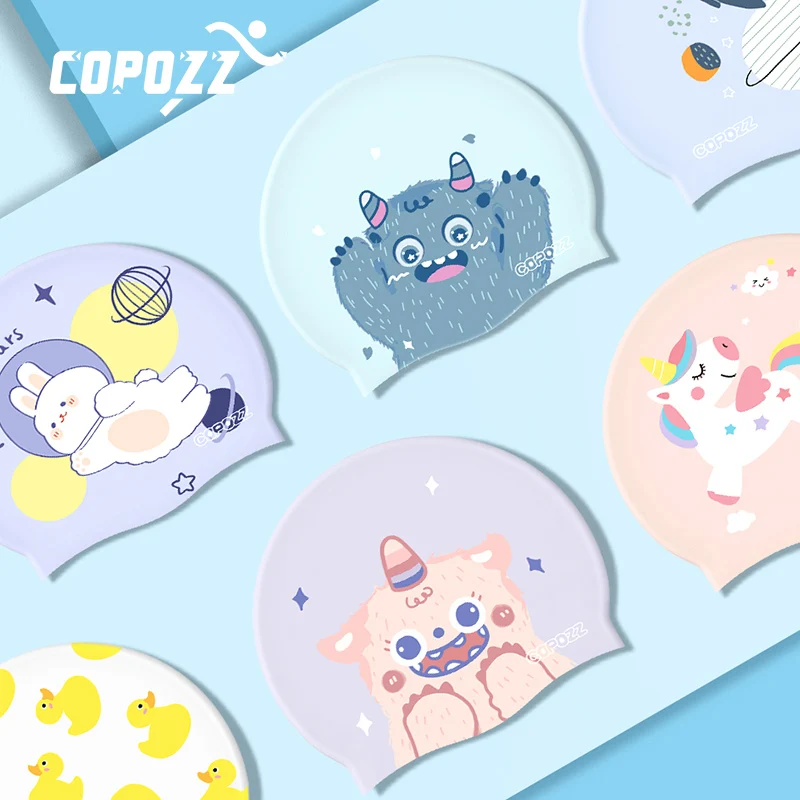 COPOZZ мультяшная детская шапка для плавания в бассейне водонепроницаемая защиты
