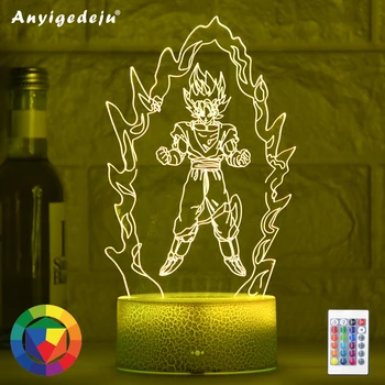 

3d Lamp Dragon Ball Goku Super Saiyan Figure Nightlight for Child Bedroom Decor Cool Xmas Gift Color Changing Led Night Light