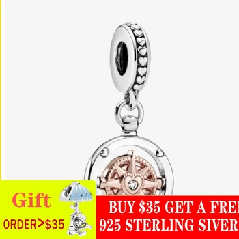 

2020 Valentine's Day 925 Sterling Silver Beads Club 2020 Compass Dangle Charm fit Original Brand Bracelets Women DIY Jewelry