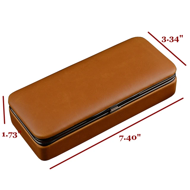 New Travel Cigar Case Leather Cigar Box Mahogany Wood Mini Humidor