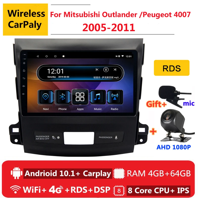 

2 din 8 core android 10 car radio auto stereo for Mitsubishi Outlander 2 2004 2006 2010 11 navigation GPS DVD Multimedia Player