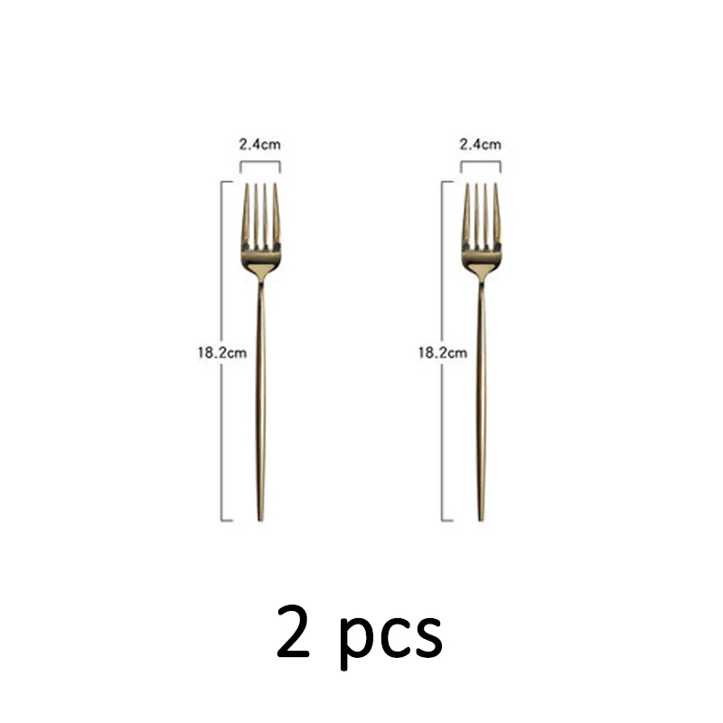 4/8 шт. цвета: золотистый, зеркальная полировка Нержавеющая сталь столовых приборов в западном стиле Стиль Еда стейк вилка десертные Семья фруктовая вилка столовая посуда - Цвет: 2 sets f