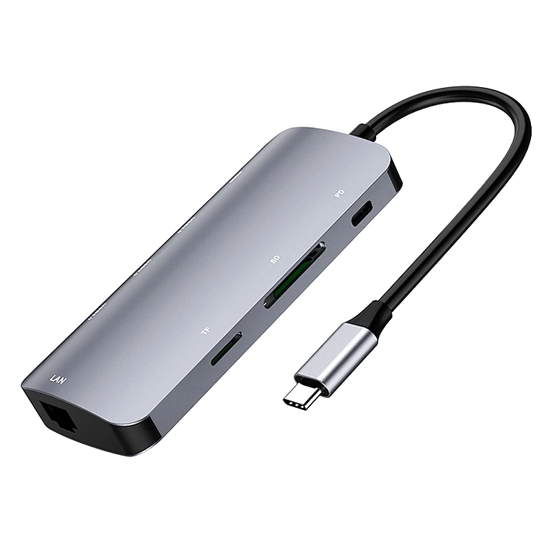 Type C8 в 1 док станция TYPE C PD + NIC TF / SD 3 x USB3.0 HDMI конвертер интерфейса|Адаптеры Type-C| |