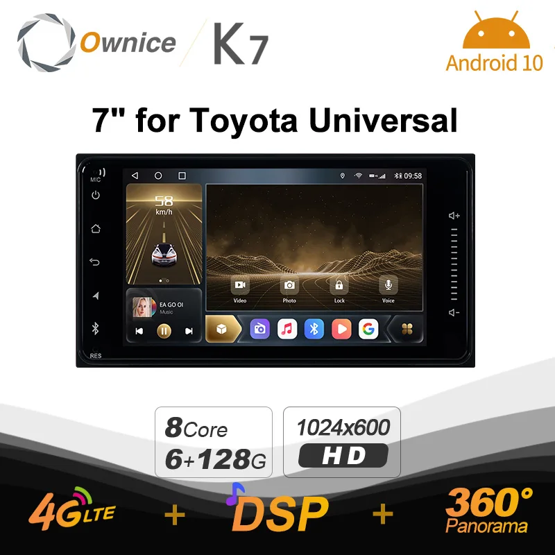 Автомагнитола Ownice K7 универсальная 2 Din на Android 10 0 для Toyota Hilux VIOS Old Camry Prado RAV4 2003 - 2008 с
