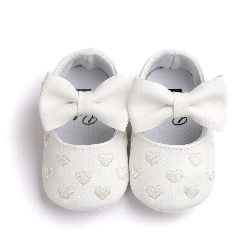 PU Leather Baby Shoes Grils Boys Butterfly-knot Soft Soled Non-slip Footwear Crib Shoes Rose Gold Shoes Newborn First Walkers