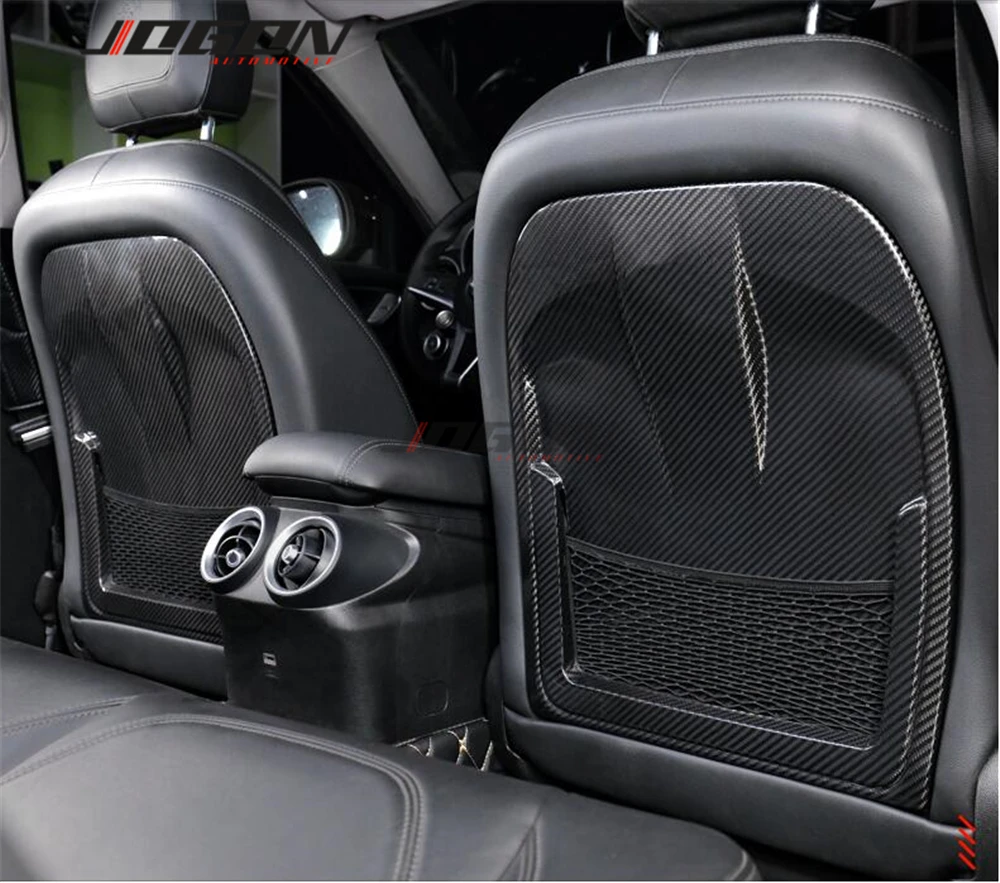2pcs Real Carbon Fiber For Alfa Romeo Giulia Stelvio 2017- 2020 Car Accessories Rear Seat Protection Decoration Covers Stylish