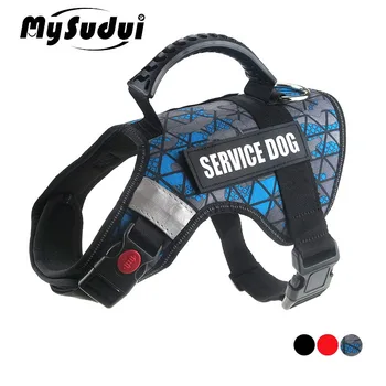 

Dog Harness Vest Reflective Nylon Outdoor Soft Service Dog Vest Harness Training Pulling Pet Harness For Dogs Collar Adjustable