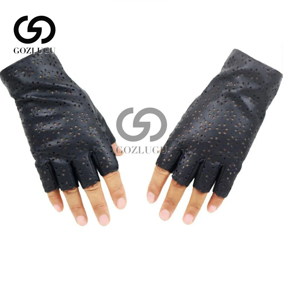 

Ladies Fingerless Gloves Breathable Soft Leather Gloves for Dance Party Black Half Finger Mittens
