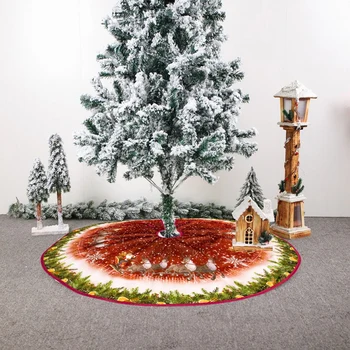 

Non-Woven Christmas Tree Skirt Aprons Round Carpet Santa Claus Printed Christmas Tree Skirts Christmas Tree Carpet Home Decor