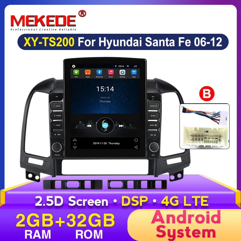 2 din Android + 32G 2.5D DSP автомобильный Радио мультимедийный видео плеер для Hyundai Santa Fe 2006