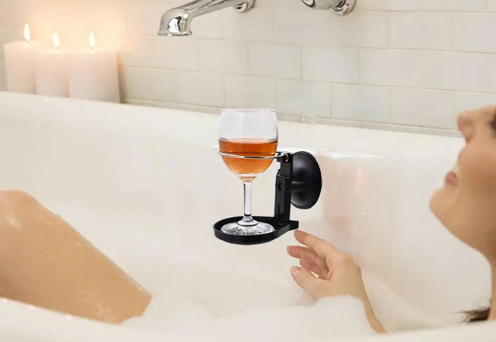 Portable Suction Cup Wine Glass Holder For The Bath Shower Red Wine Glass Holder