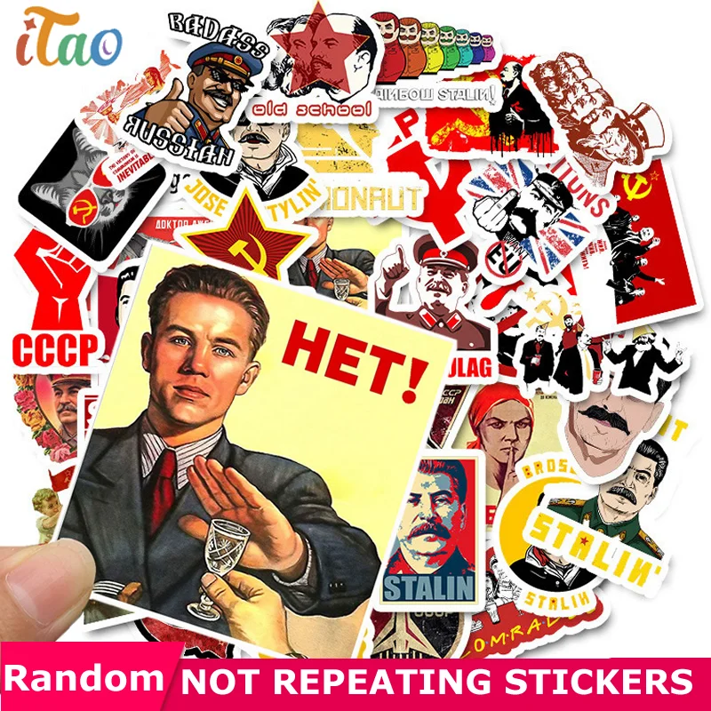 

10/20/30/40/50PCS Soviet Union Stalin USSR CCCP Stickers Waterproof PVC Skateboard Guitar Motorcycle Luggage Laptop Kids Sticker