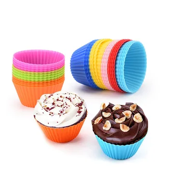 

12 PCS/Set Round Shaped Silicon Cake Baking Molds Silicone Cupcake Cup Cake Mold Home Kitchen Cooking baking Tools Random Color