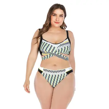 

Women Tankini Printed Strappy Mid Waist Swimwear Bikini Top Bottom Lady Plus Size Swimsuit Beach Swimming Suit New