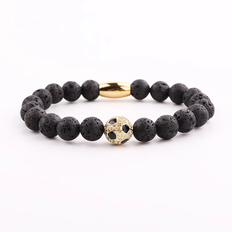 High Quality Natural Stone Football Bracelet Soccer Ball Charm Beaded Elastic Bracelet Jewelry Men - Image 4