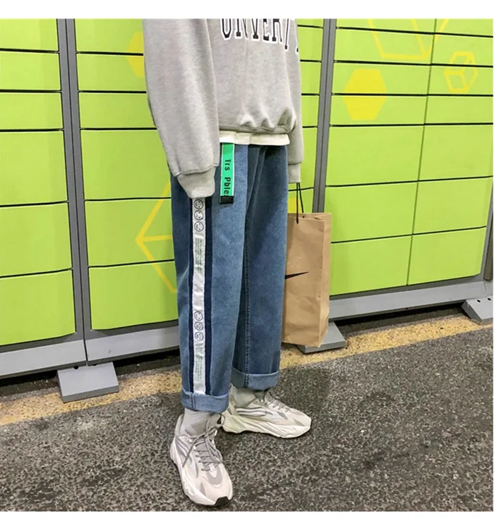 ICCLEK 2021Q Autumn New Product Jeans Men's Loose Straight Pants Fashion Wide Leg Pants Loose Men's Jeans Biker Jeans