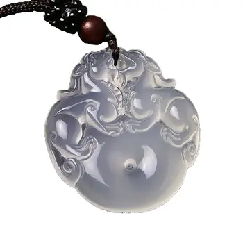 

2020 Fine Jewelry Pure Natural Pendant Necklace Brave Troops Kirin Beast Made of Agate Gemstone Free Shipping