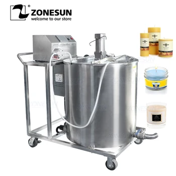 شراءZONESUN شبه التلقائي الصويا الساخن شمع النحل البارافين المغناطيسي مضخة ملء ذوبان و آلة خلط التدفئة ماكينة صناعة الشمع