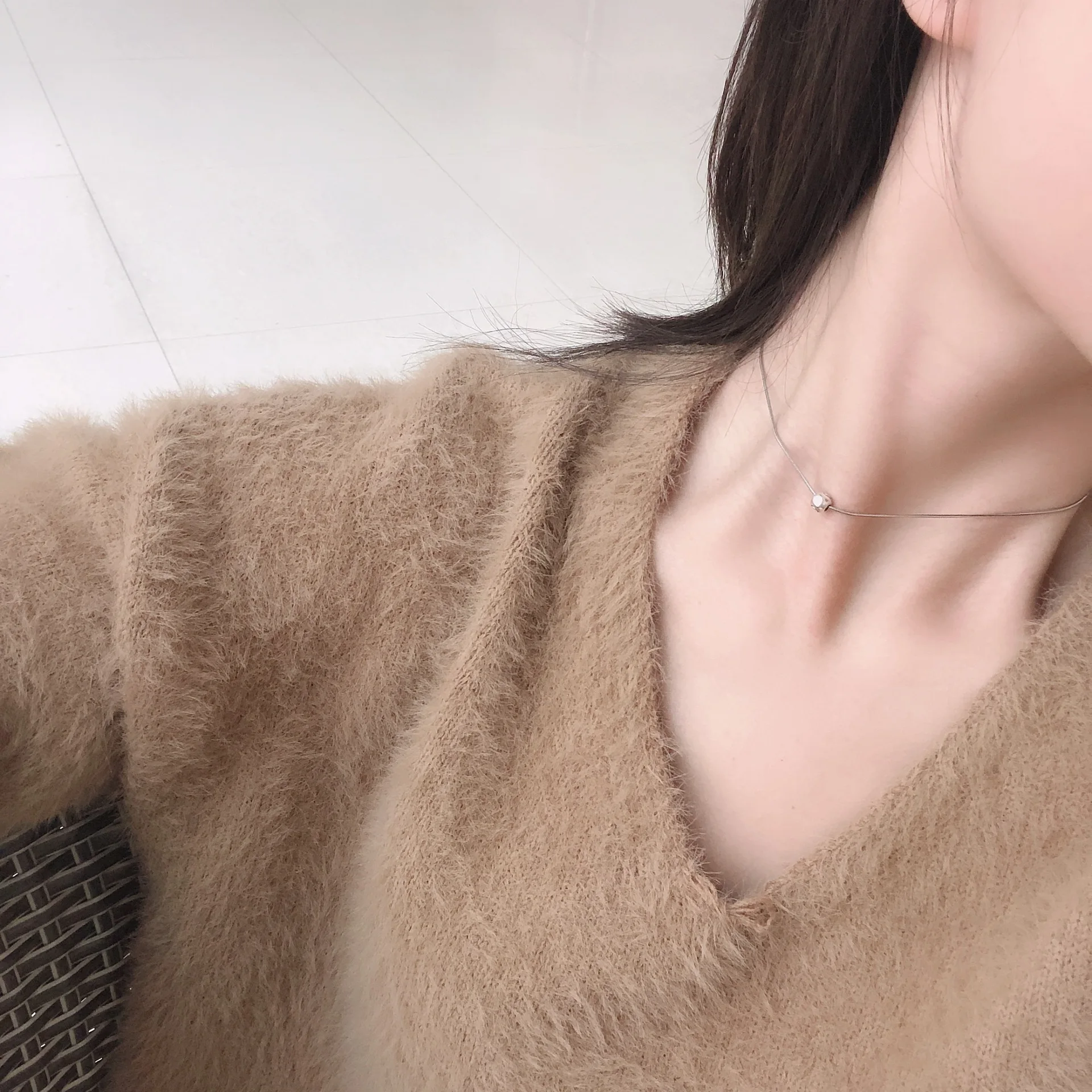 

925 Sterling Smiley Necklace Short Smile Snake Bones Chain Delicacy Stack Take Necklace Retro Ins7707