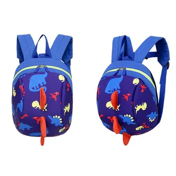 

Backpack Cartoon Dinosaur Mesh Zipper Closure Shockproof Cute Adjustable Strap Toddler Anti Lost Children Use Harness Schoolbag