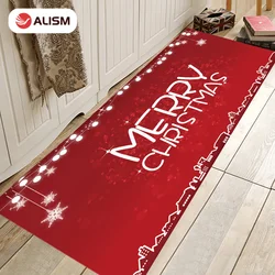 Christmas Decoration Mat Flannel Floor Carpet Kitchen Rug Non-slip Bathroom Entrance Door Mat Xmas Home Decor Bedroom Doormat