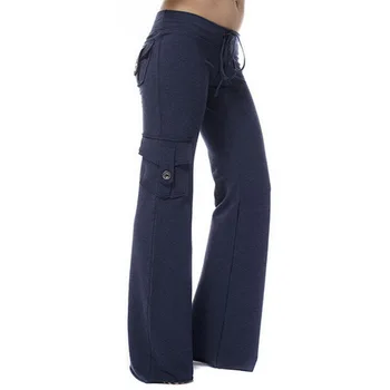 

WENYUJH Spring Sexy Women High Waist Long Pants 2020 Women Pocket Solid Cargo Pants Palazzo Wide Leg Pants Women Trousers