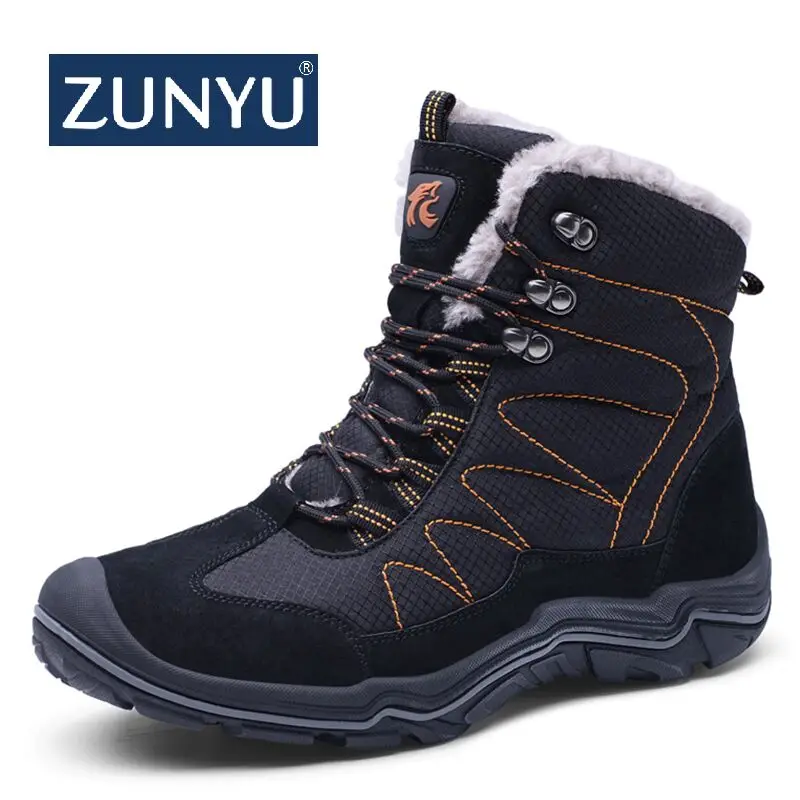 

ZUNYU New Super Warm Men Boots platform snow boots for men thick plush waterproof slip-resistant winter shoes Plus size 38-46
